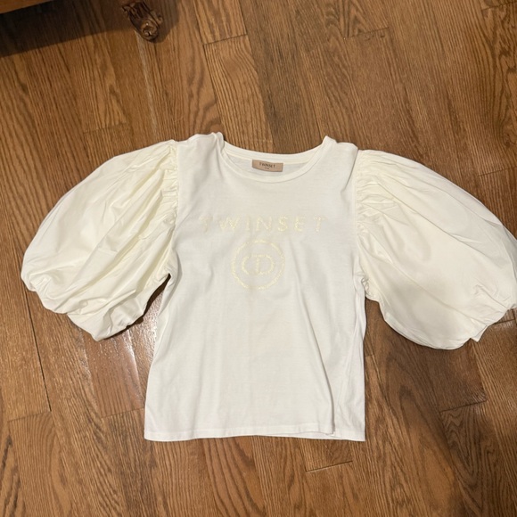 Twin-Set women’s Cream Puff Sleeve Tee - Picture 1 of 2